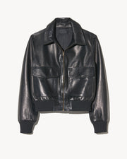 REDLEY LEATHER BOMBER JACKET IN BLACK