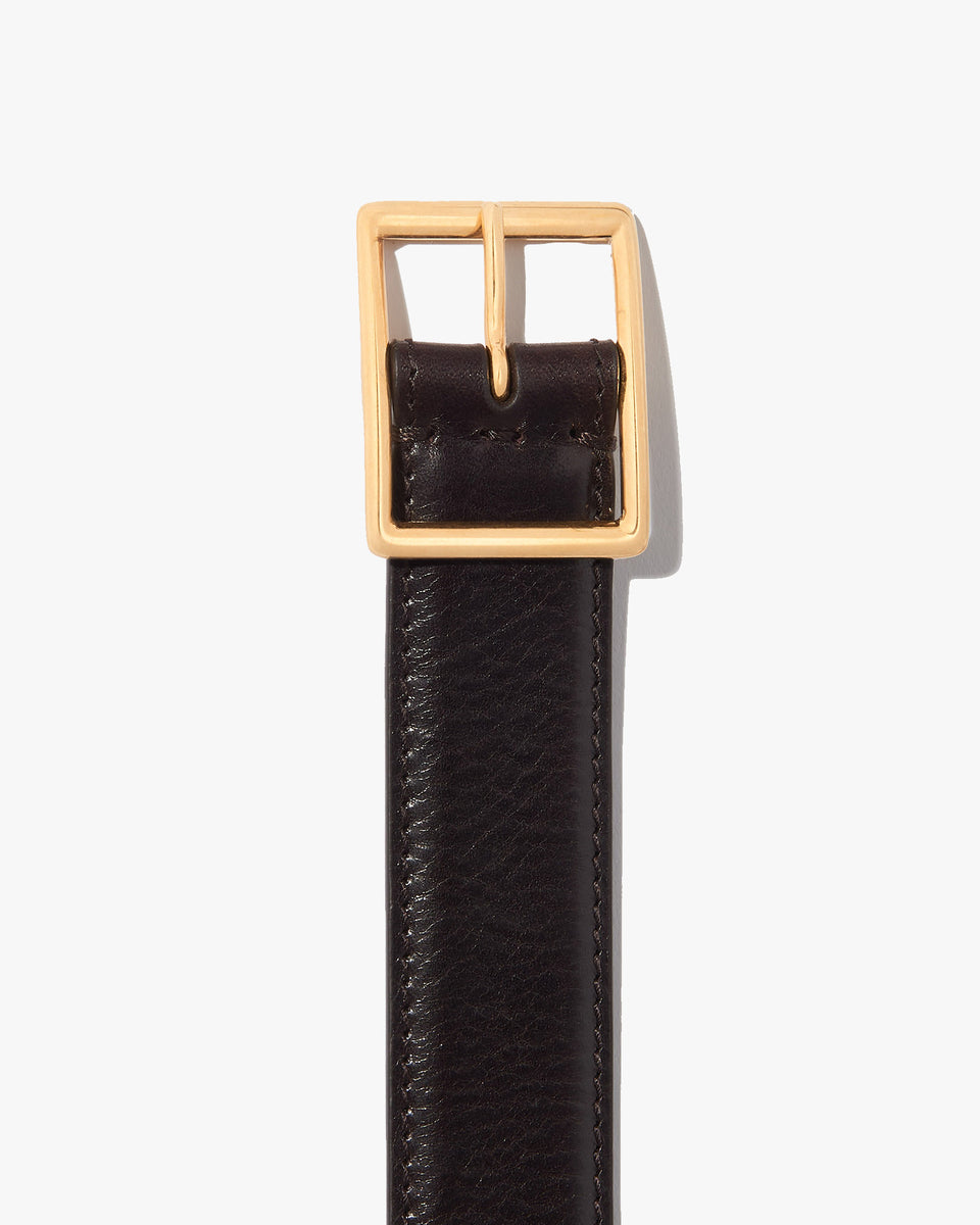 GABRIELE BELT IN ESPRESSO W/ ANTIQUE GOLD BUCKLE