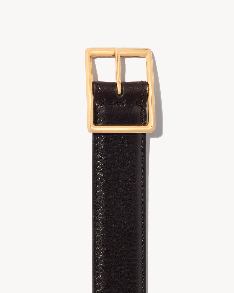 GABRIELE BELT IN ESPRESSO W/ ANTIQUE GOLD BUCKLE