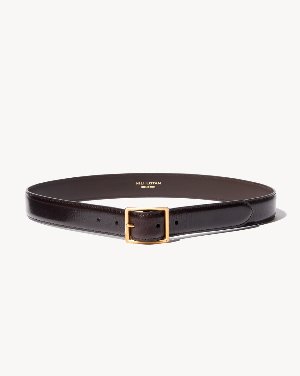 GABRIELE BELT IN ESPRESSO W/ ANTIQUE GOLD BUCKLE