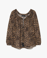 CARLEY SILK BLOUSE IN VINTAGE LEOPARD PRINT