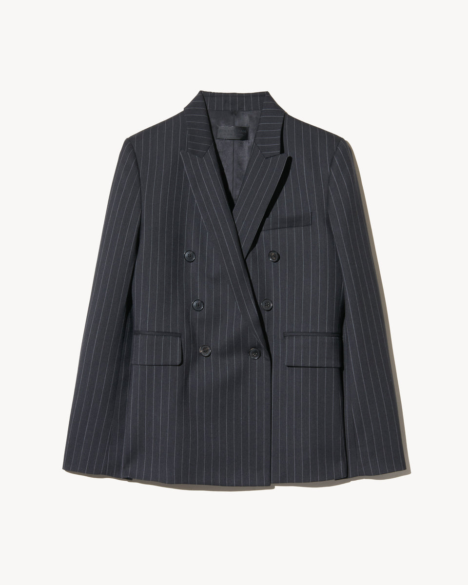 DURAN JACKET IN DARK CHARCOAL PINSTRIPE