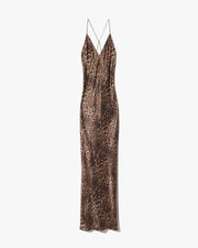 IRA SILK GOWN IN VINTAGE LEOPARD PRINT