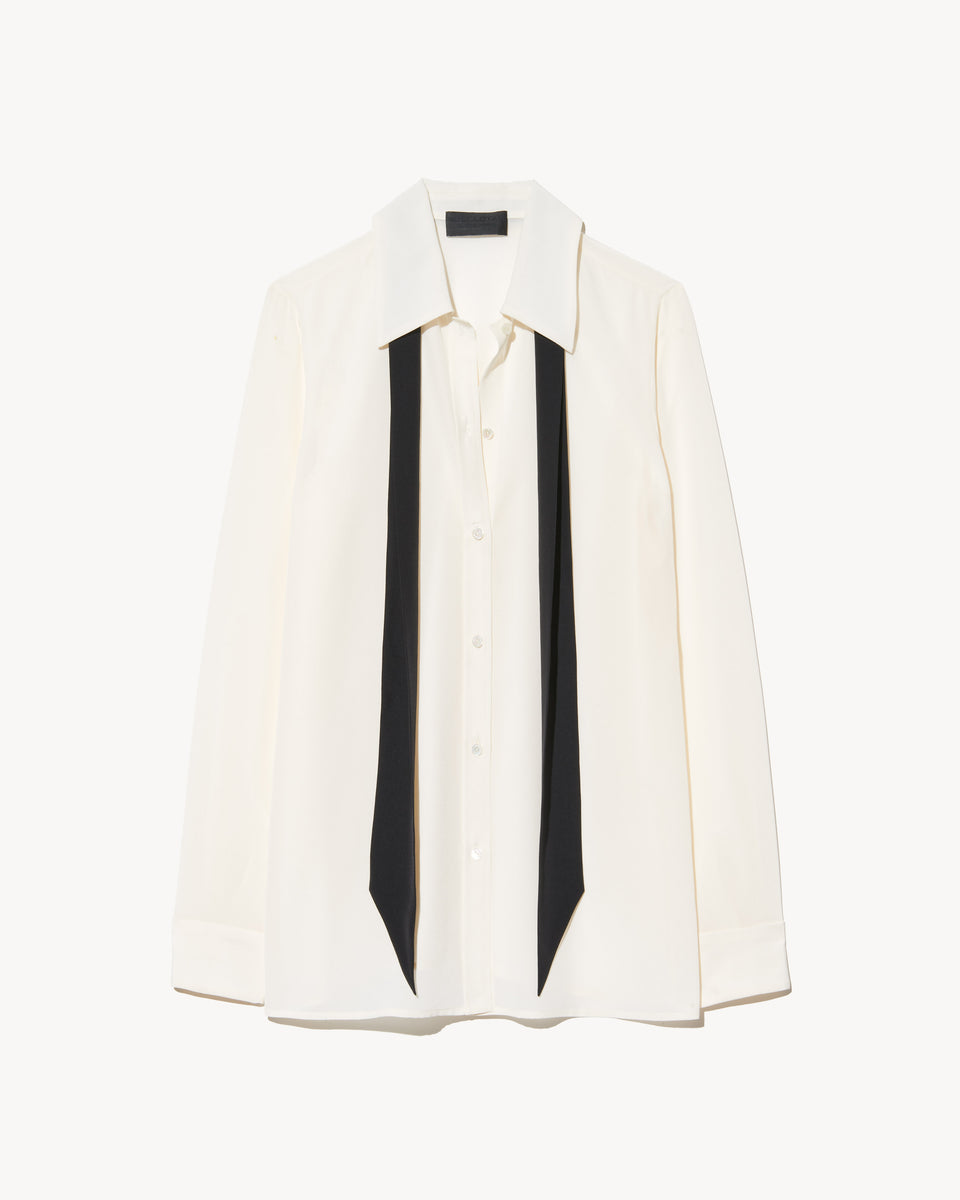 HANFORD SILK SHIRT IN IVORY/BLACK