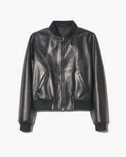 THORENS LEATHER BOMBER IN BLACK
