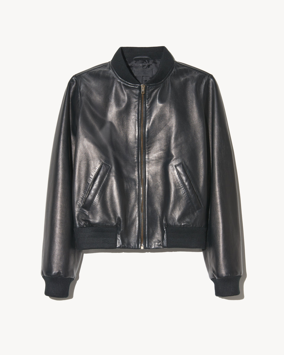 THORENS LEATHER BOMBER IN BLACK