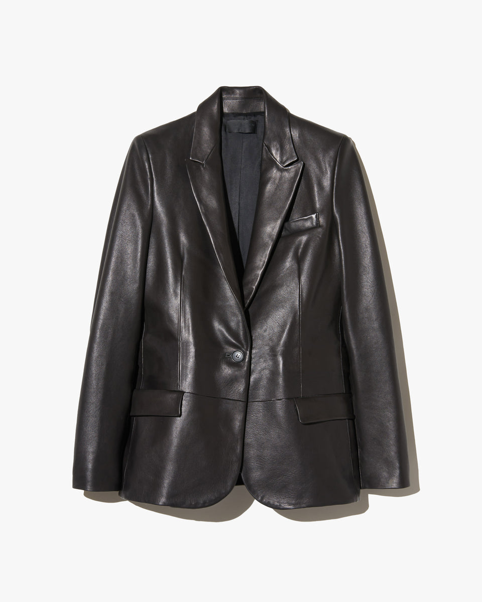 BELMONDE LEATHER TAILORED JACKET IN BLACK