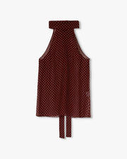ALLA SILK HALTERNECK TOP IN BORDEAUX/CREAM DOTS