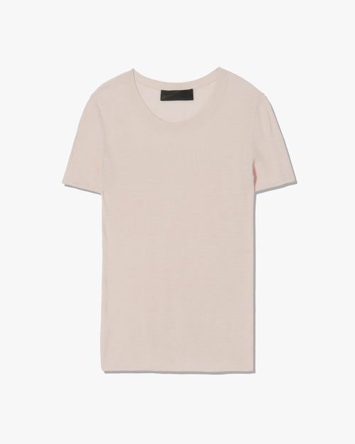 HETTIE SILK KNIT TEE IN STONE