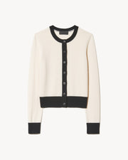 MEADOW CASHMERE CARDIGAN IN IVORY/BLACK