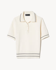 CARLINE CASHMERE POLO IN IVORY/BLACK