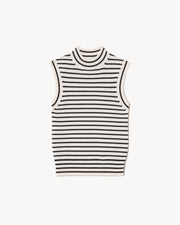MASHA CASHMERE TANK IN IVORY W/ BLACK STRIPE