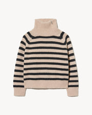 RAELYNN CASHMERE SWEATER IN PARCHMENT/BLACK STRIPE