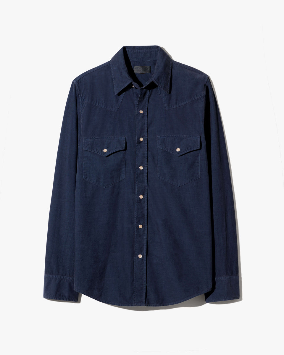 TRAVIS CORDUROY SHIRT IN DUSK NAVY