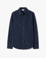 TRAVIS COTTON SHIRT IN MIDNIGHT/IVORY PLAID