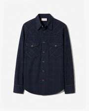 TRAVIS COTTON SHIRT IN MIDNIGHT/IVORY PLAID
