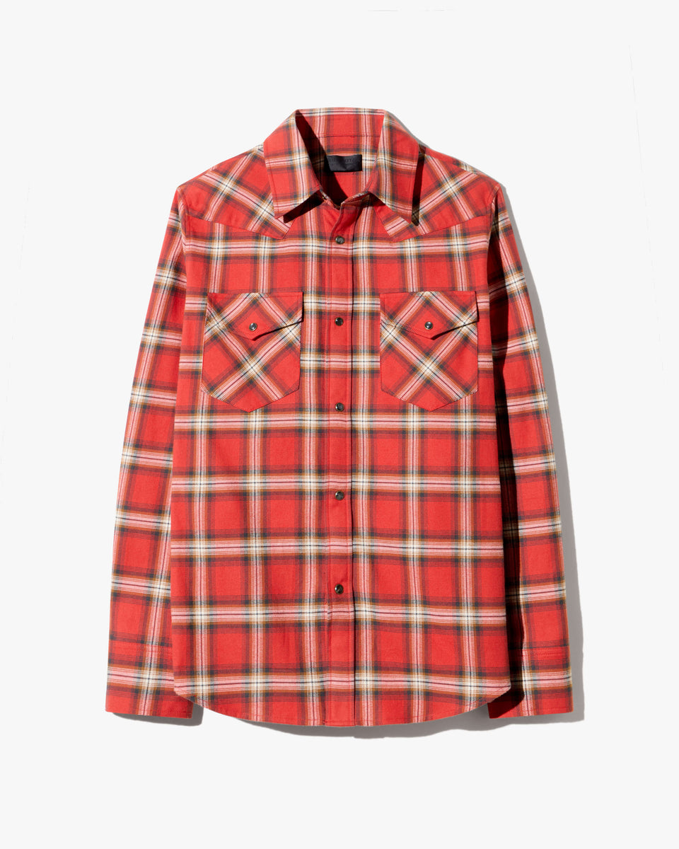 TRAVIS COTTON SHIRT IN RED/TAN PLAID