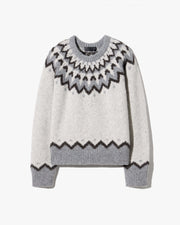 ALAN FAIR ISLE SWEATER IN LIGHT GREY FAIR ISLE