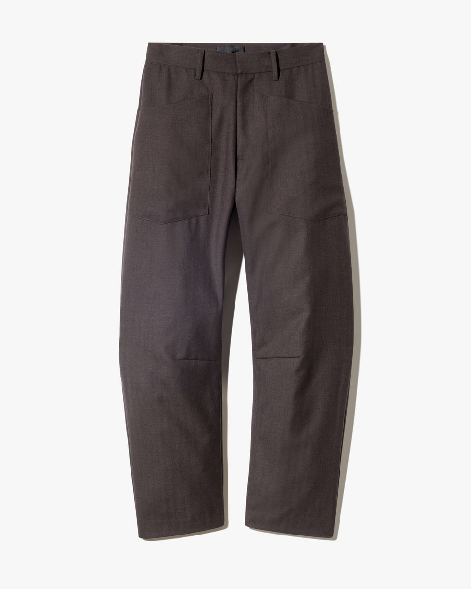 SHON WOOL PANT IN BROWN HERRINGBONE