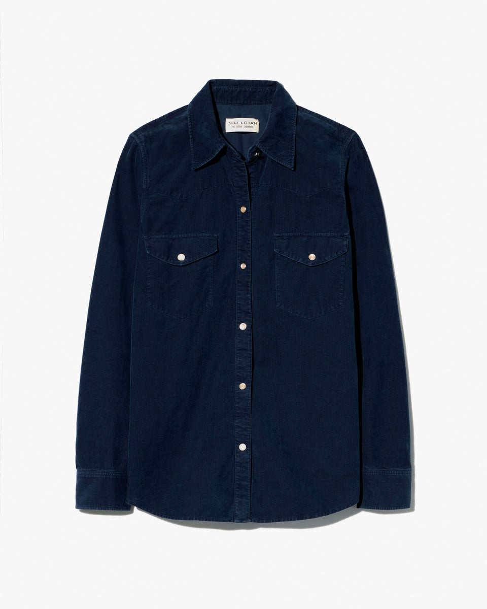 TRAVIS CORDUROY SHIRT IN DUSK NAVY