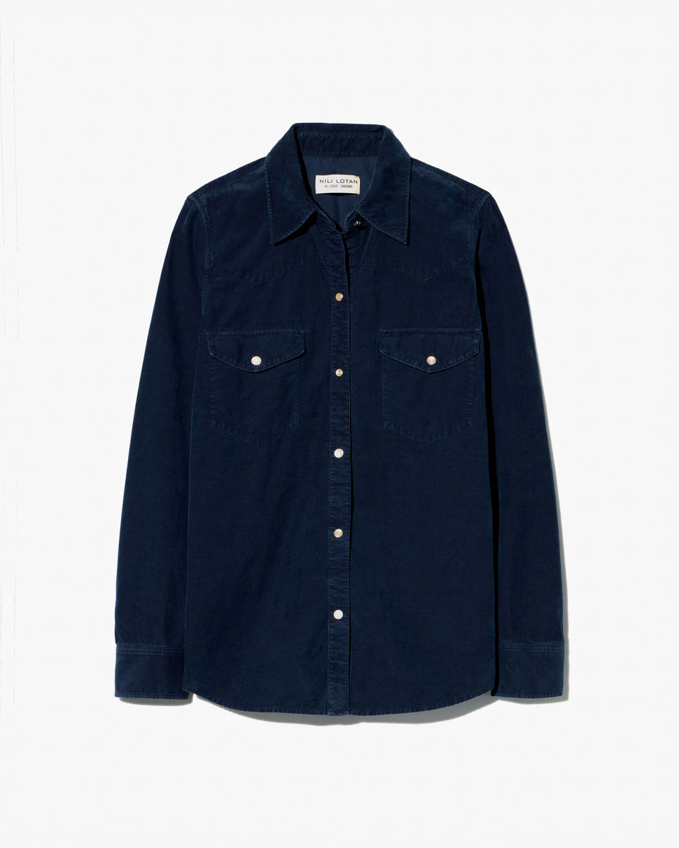 TRAVIS CORDUROY SHIRT IN DUSK NAVY