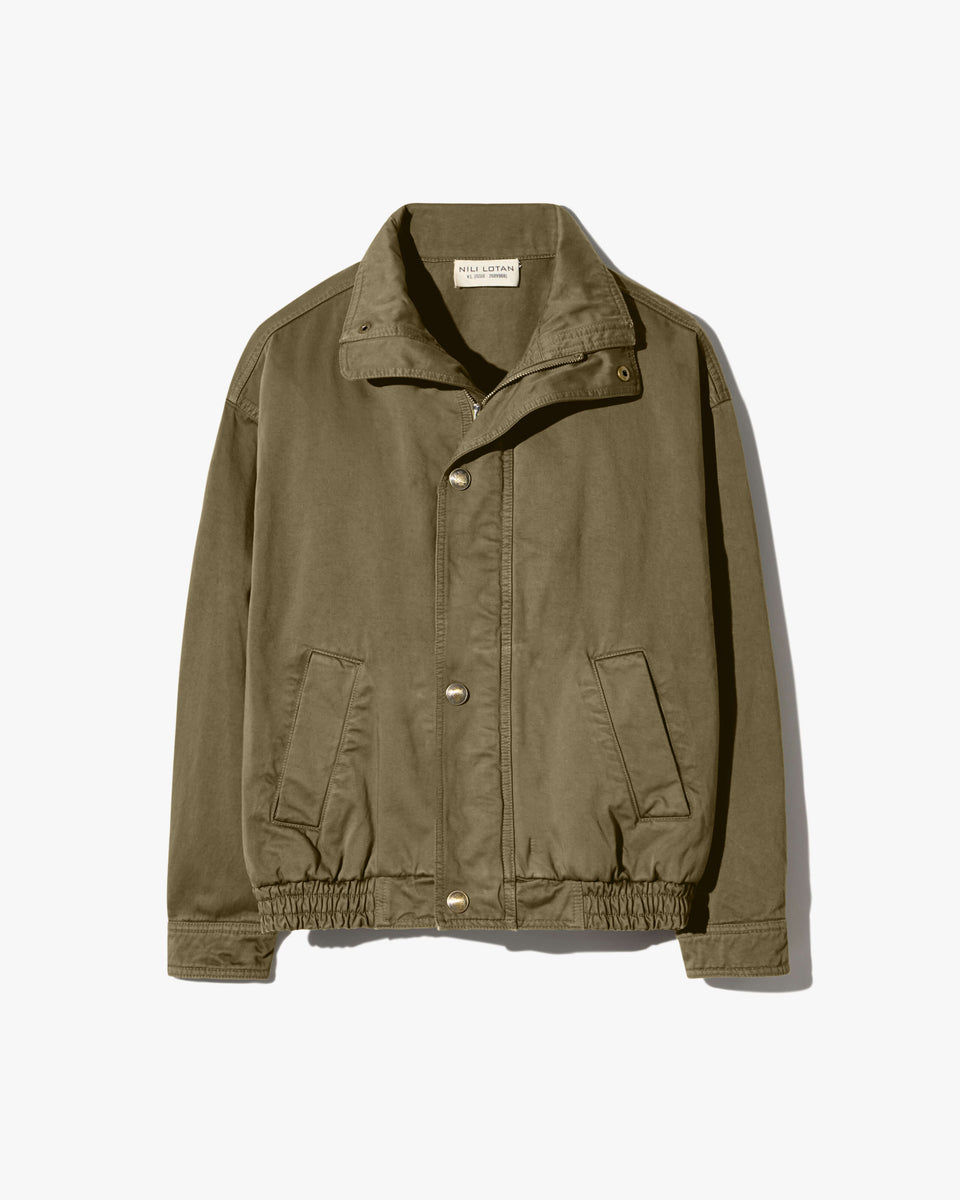 KLAIRE BLOUSON COTTON JACKET IN SHADOW GREEN
