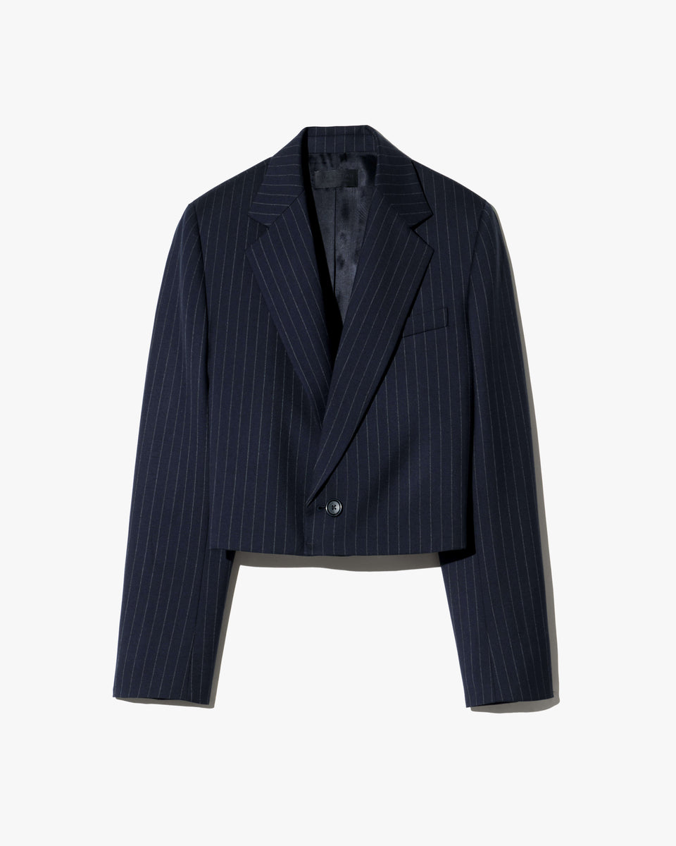 SWAN WOOL JACKET IN MIDNIGHT PINSTRIPES