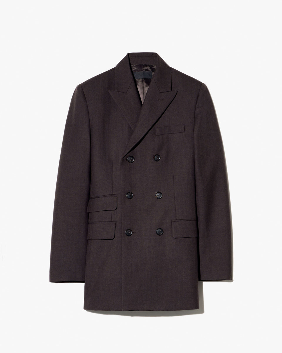 NOAH WOOL JACKET IN BROWN HERRINGBONE
