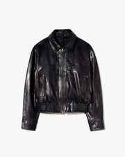 AIME LEATHER BOMBER JACKET IN BLACK