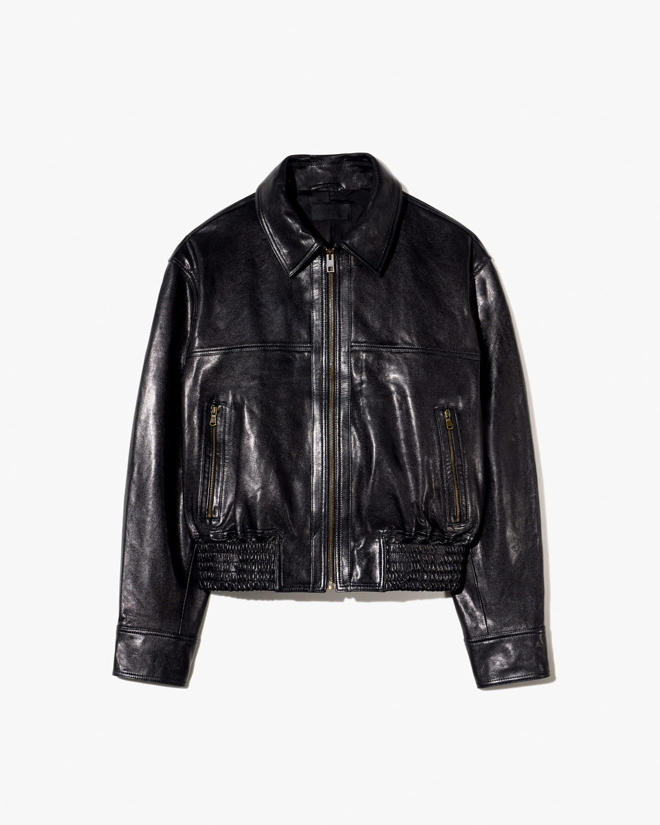 AIME LEATHER BOMBER JACKET IN BLACK