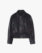AIME LEATHER BOMBER JACKET IN BLACK