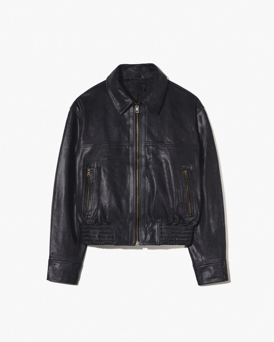 AIME LEATHER BOMBER JACKET IN BLACK