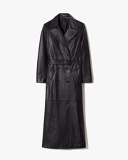 ARSENE LEATHER TRENCH COAT IN BLACK
