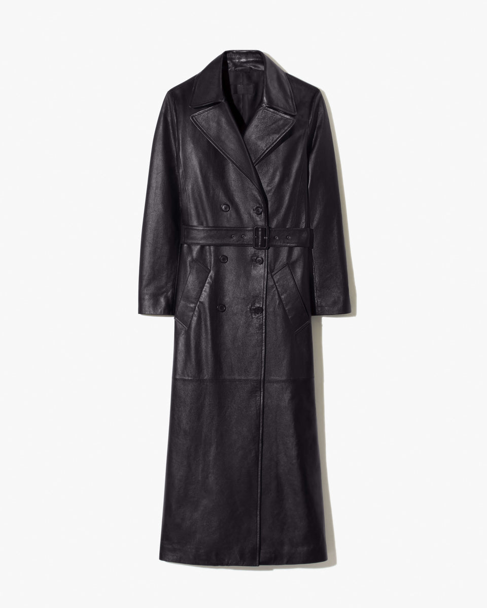 ARSENE LEATHER TRENCH COAT IN BLACK