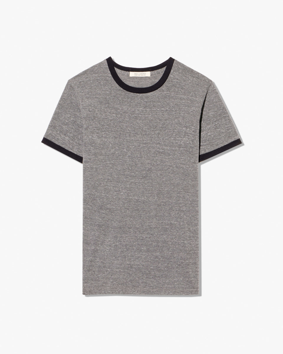 LANA CLASSIC RINGER TEE IN HEATHER GREY/JET BLACK