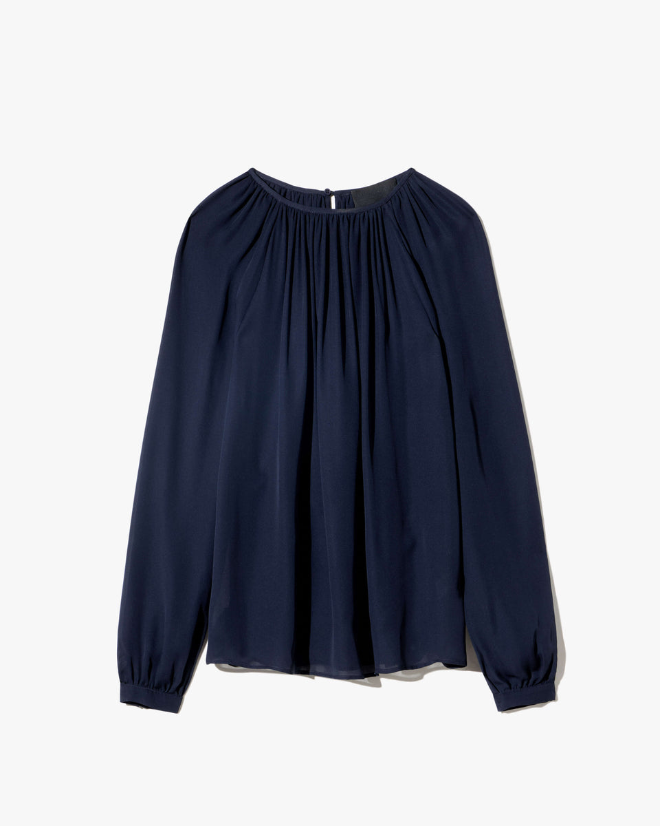 SAINT TROPEZ SILK BLOUSE IN MIDNIGHT
