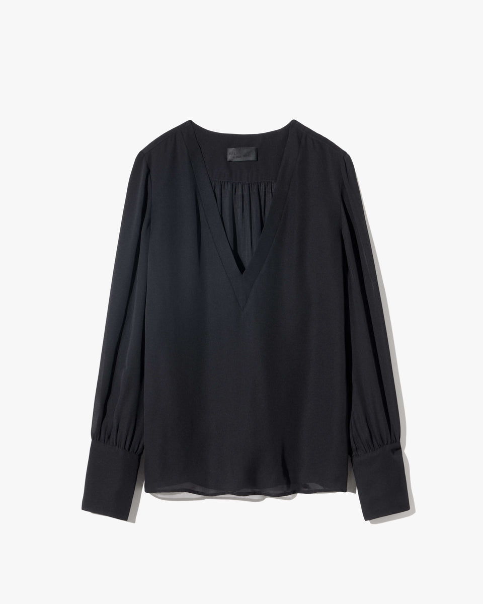 MARIPOSA SILK BLOUSE IN BLACK