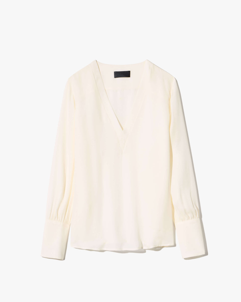 MARIPOSA SILK BLOUSE IN IVORY