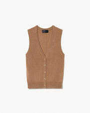 PORTER CASHMERE SWEATER VEST IN PEBBLE GREY HEATHER