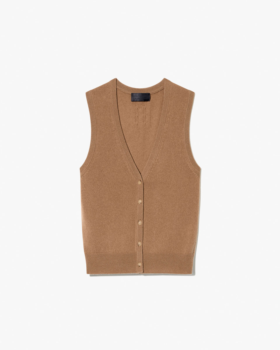 PORTER CASHMERE SWEATER VEST IN PEBBLE GREY HEATHER