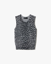 NESSA SWEATER TANK IN PEBBLE GREY HEATHER/BLACK CHEETAH