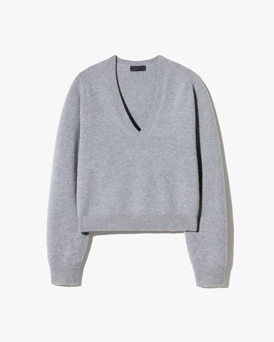 FERON CASHMERE SWEATER IN PEBBLE GREY HEATHER