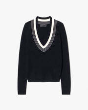 AZIEL CASHMERE SWEATER IN BLACK/IVORY