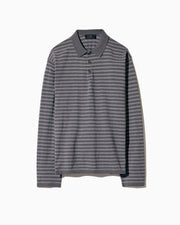 FOLEY STRIPE POLO IN CHARCOAL/IVORY STRIPE