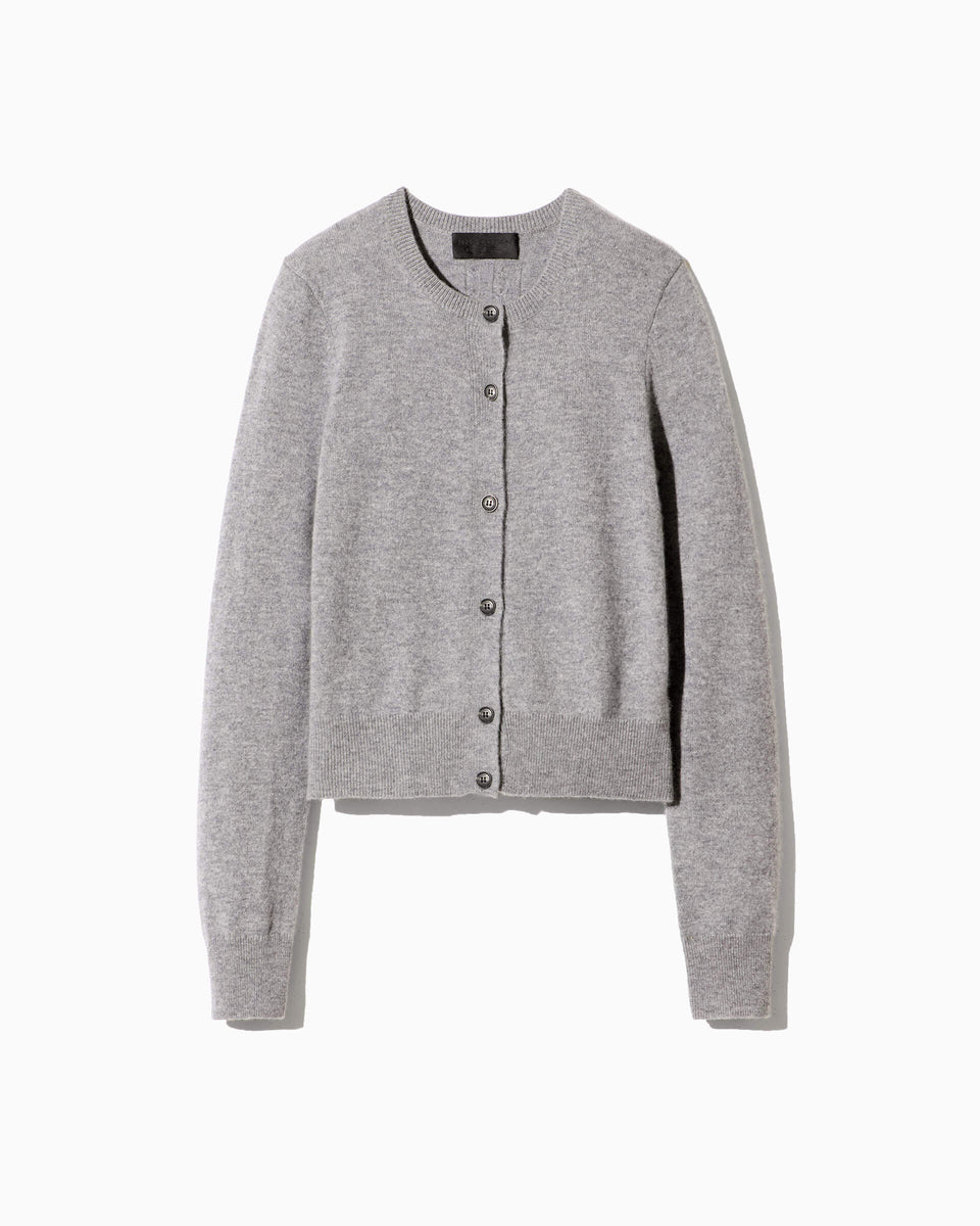MARCH CASHMERE CARDIGAN IN MEDIUM GREY MELANGE