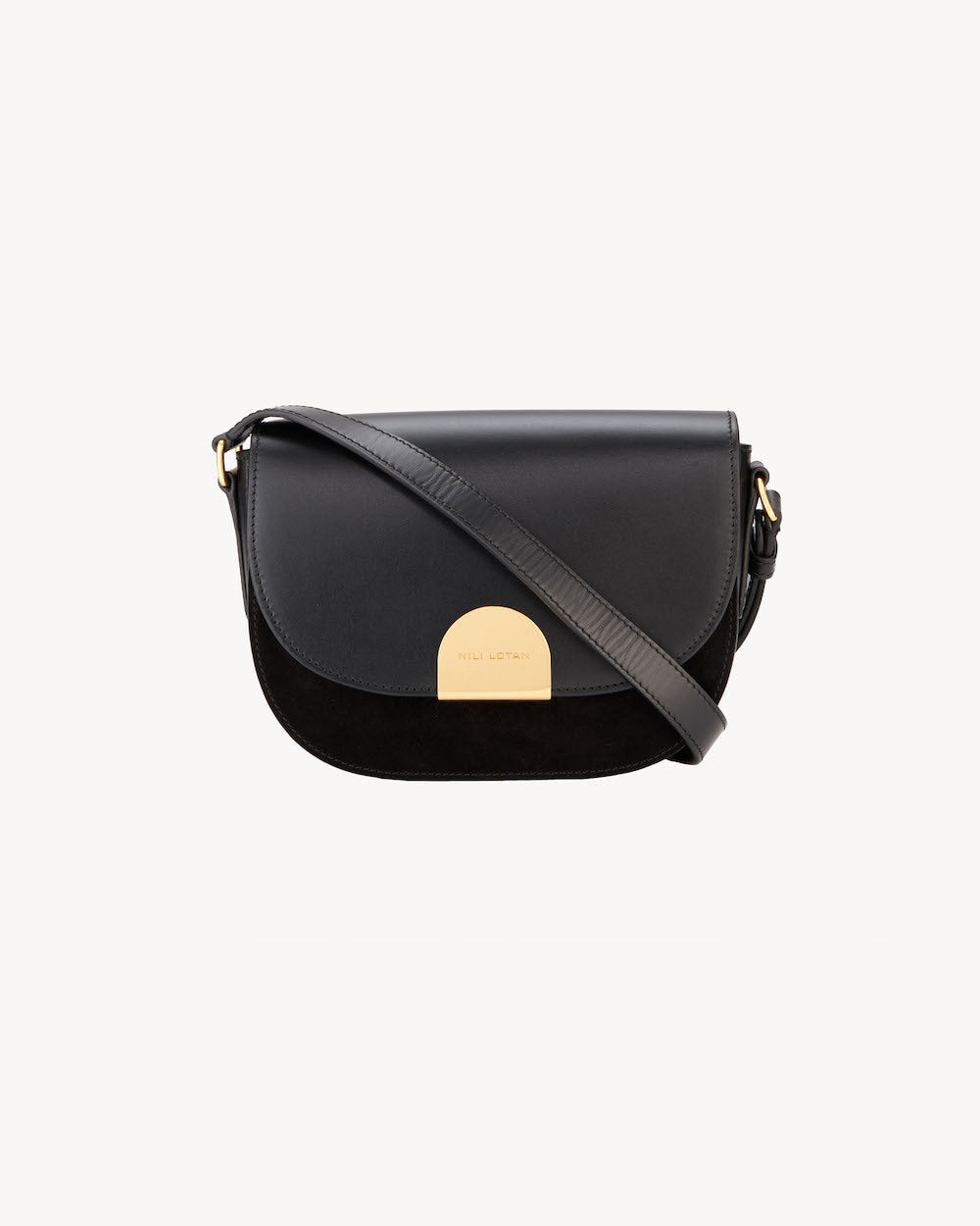 LE ELLIE SADDLE BAG IN BLACK AND GOLD