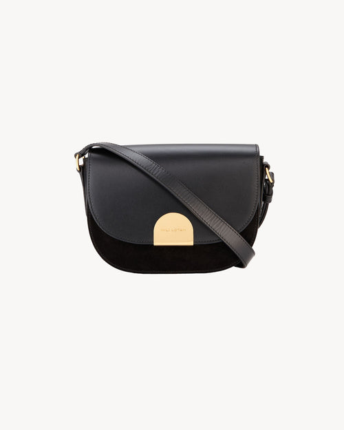 LE ELLIE SADDLE BAG IN BLACK AND GOLD