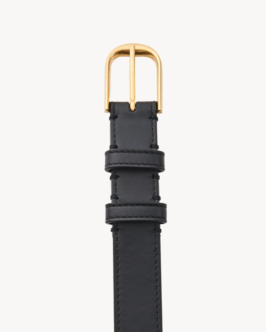 BLACK W/SHINY BRASS BUCKLE