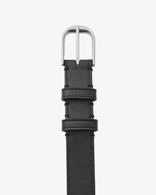 JACQUES BELT IN BLACK W/ SHINY SILVER BUCKLE