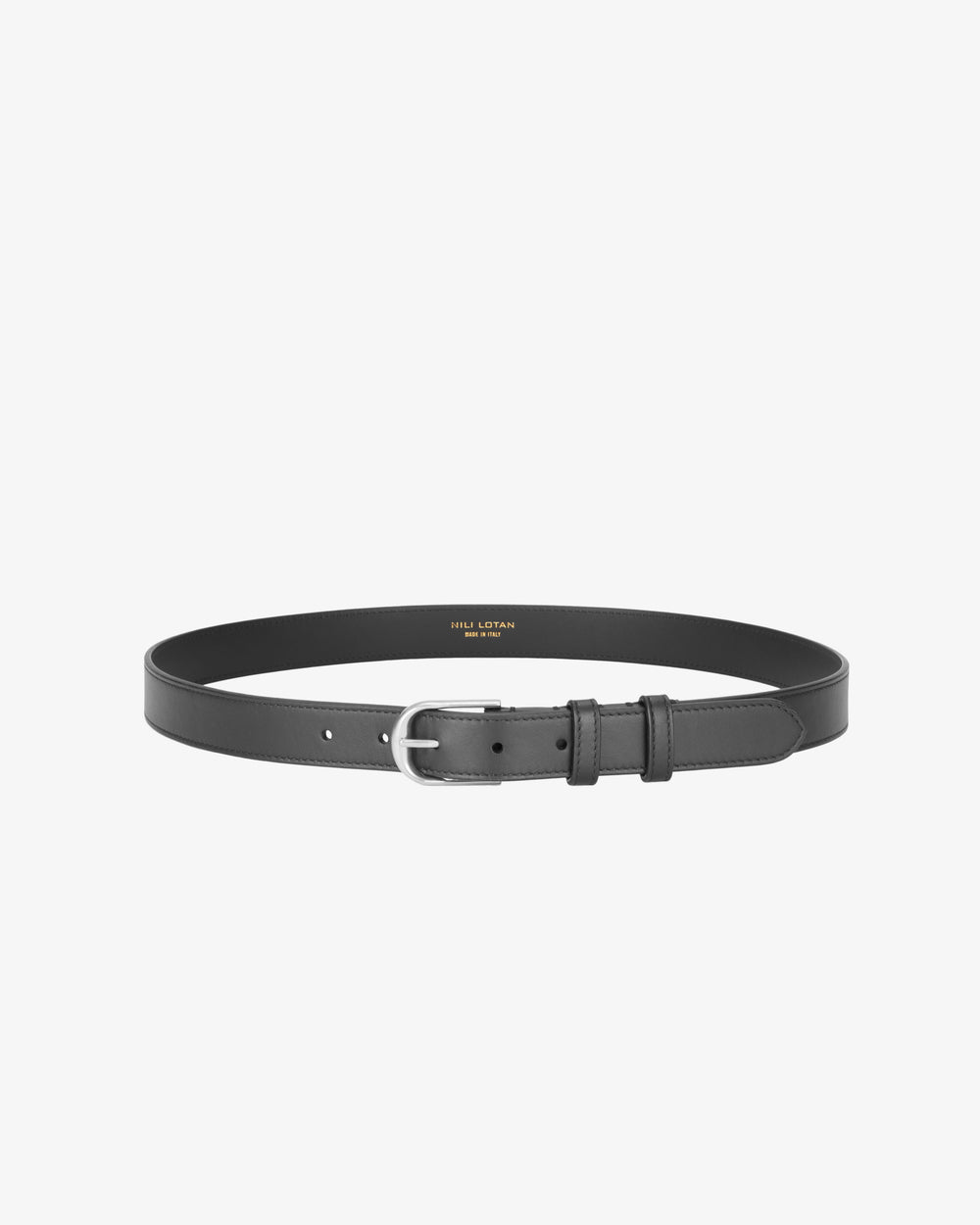 JACQUES BELT IN BLACK W/ SHINY SILVER BUCKLE